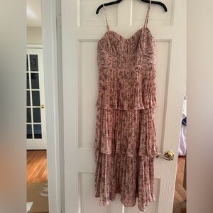 Lulu's Pink Floral Midi Dress